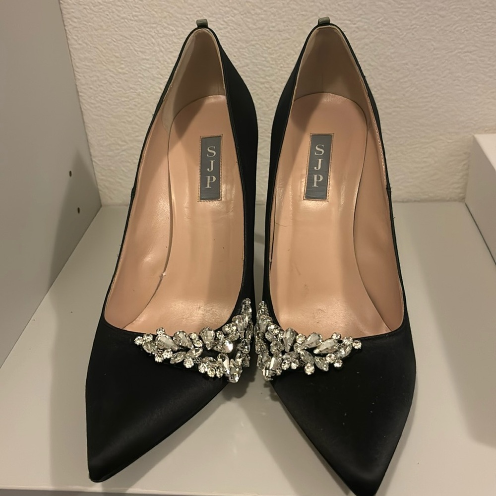 SJP Black Satin Shoes